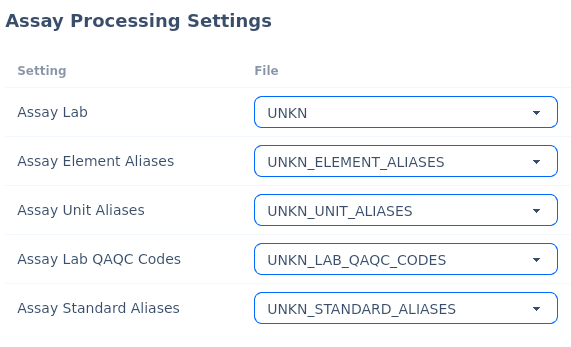 Assay Lab Import settings