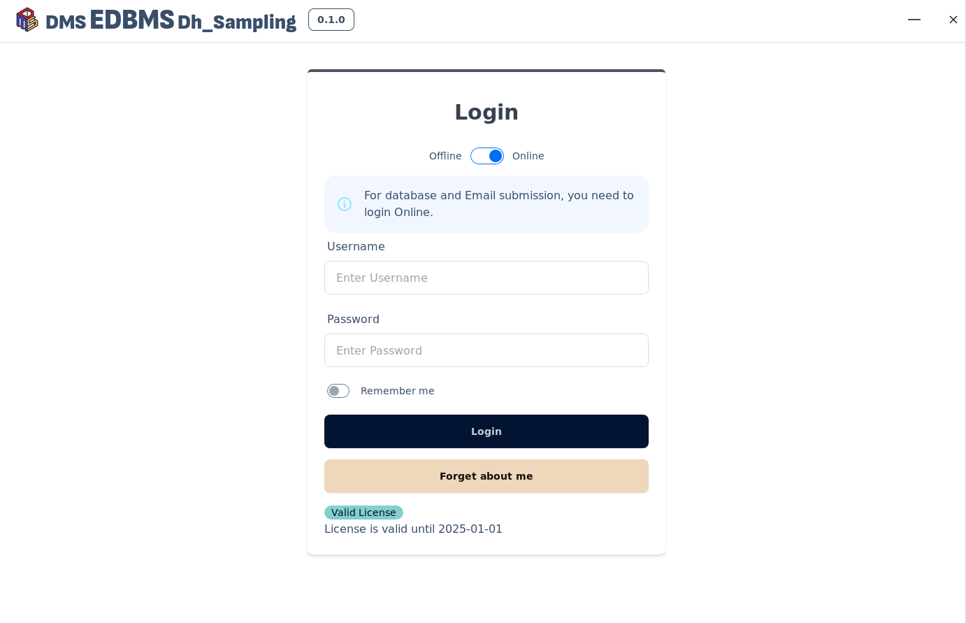 Login page